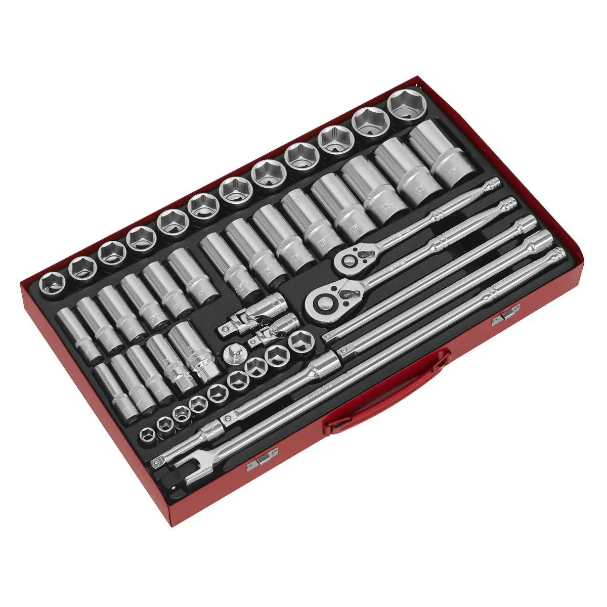 Sealey Premier Socket Set 50pc 3/8" & 1/2"Sq Drive 6pt WallDrive® - Metric - Image 5