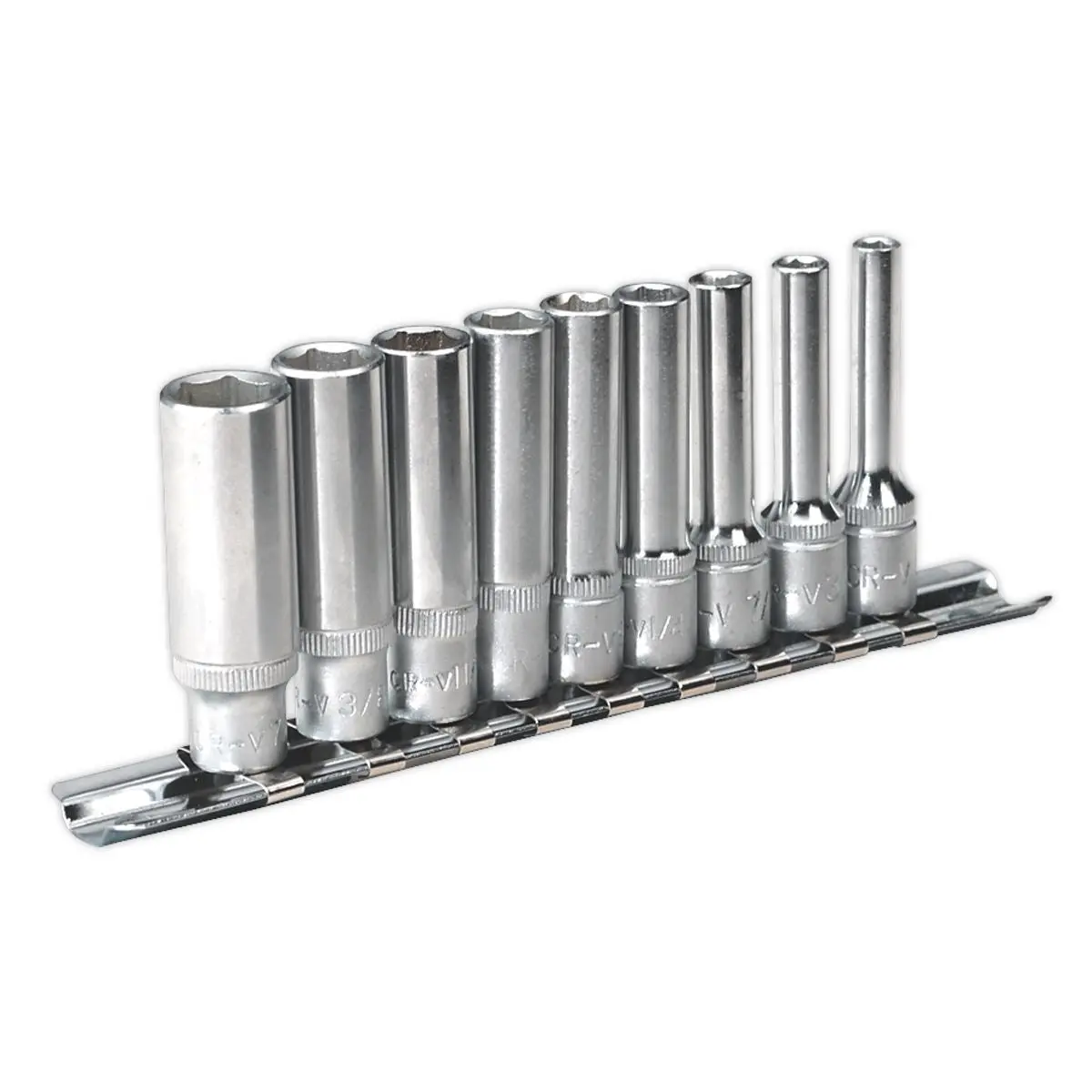 Sealey Premier Socket Set 9pc 1/4"Sq Drive 6pt Deep WallDrive® Imperial