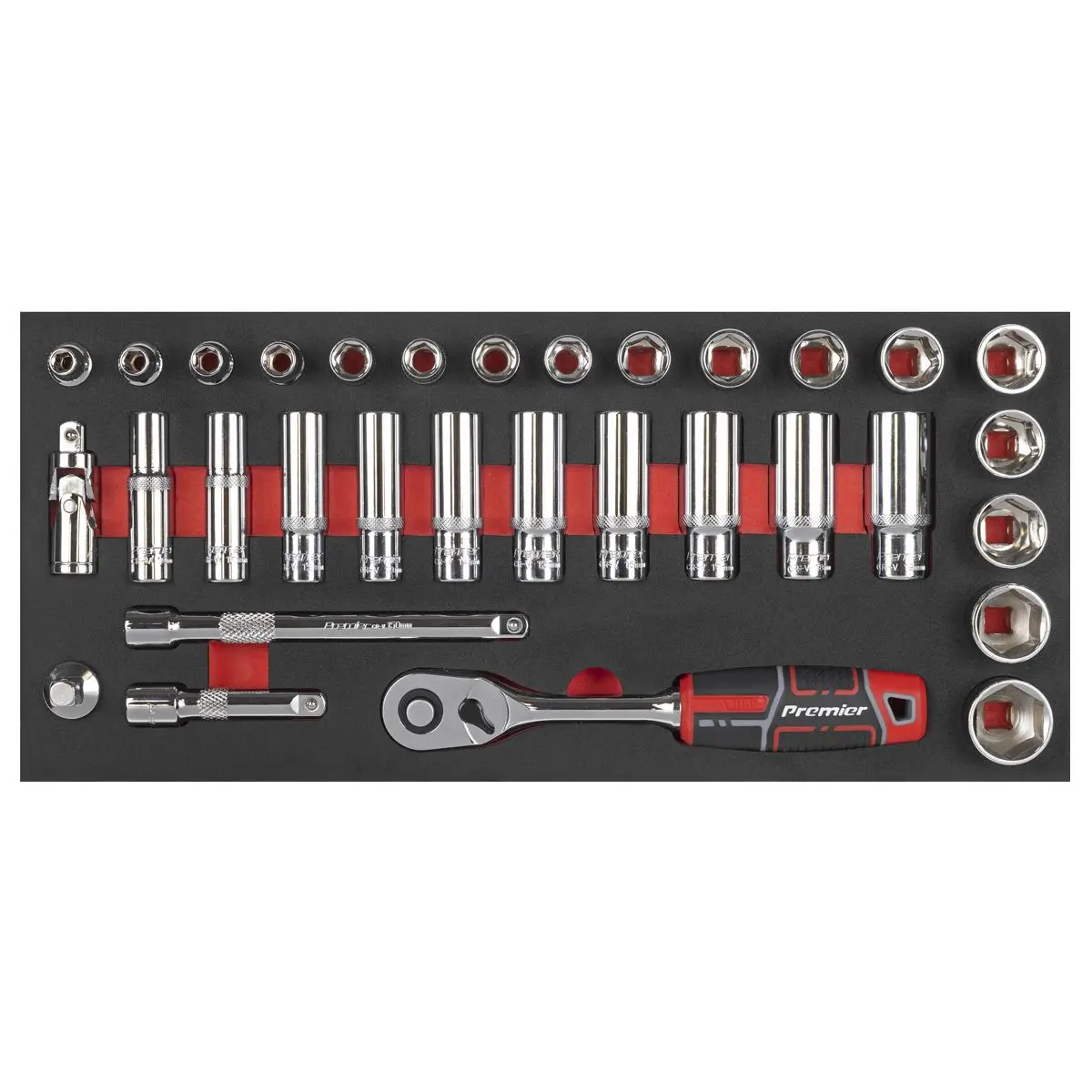 Sealey Premier Socket Set with Tool Tray 3/8"Sq Drive 32pc