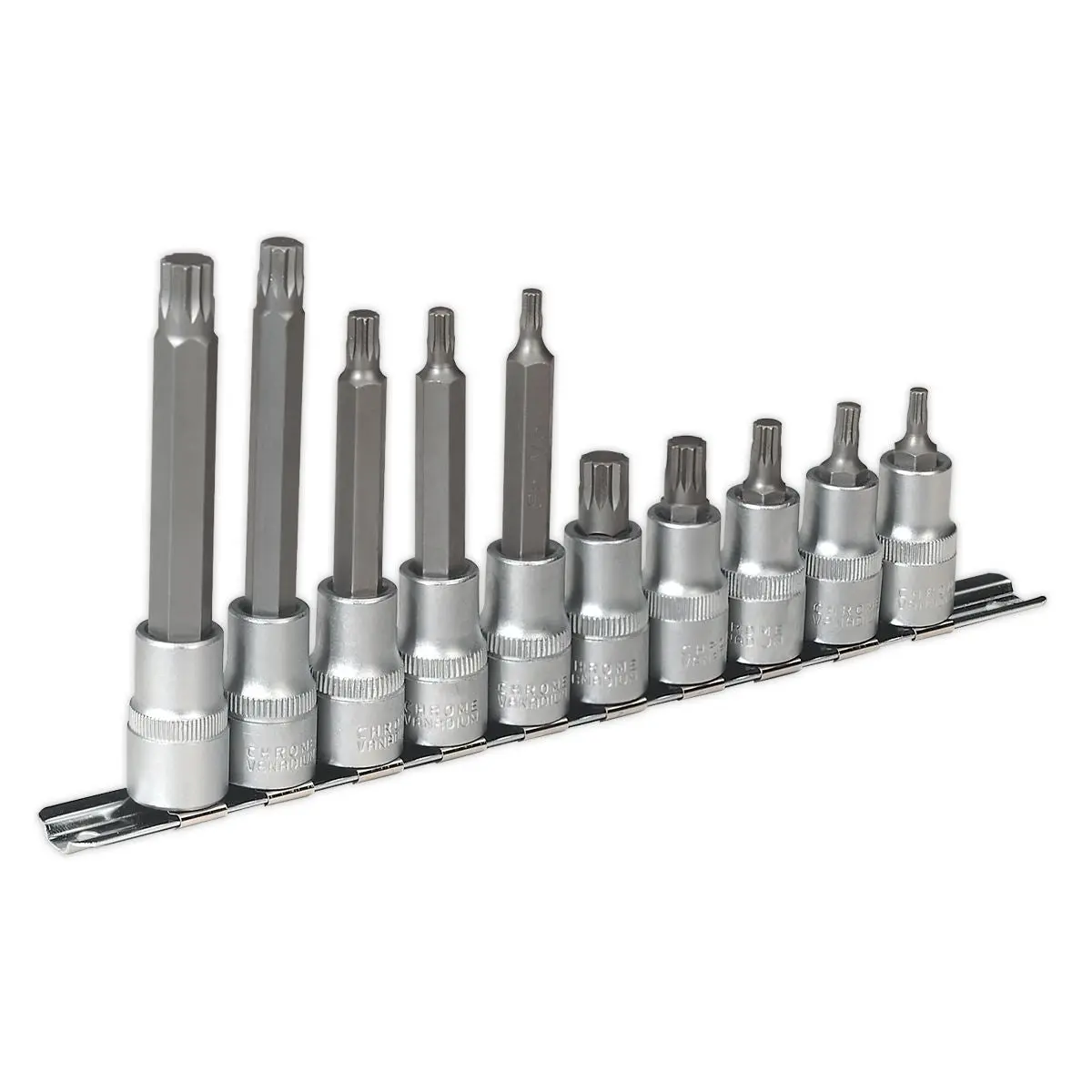 Sealey Premier Spline Socket Bit Set 10pc 1/2"Sq Drive