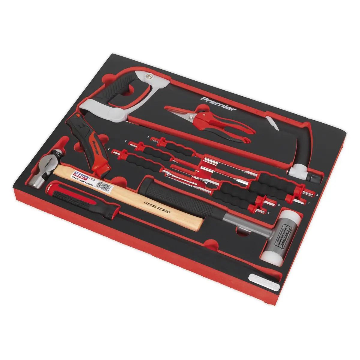 Sealey Premier Platinum Tool Tray with Hacksaw, Hammers & Punches 13pc - Image 2