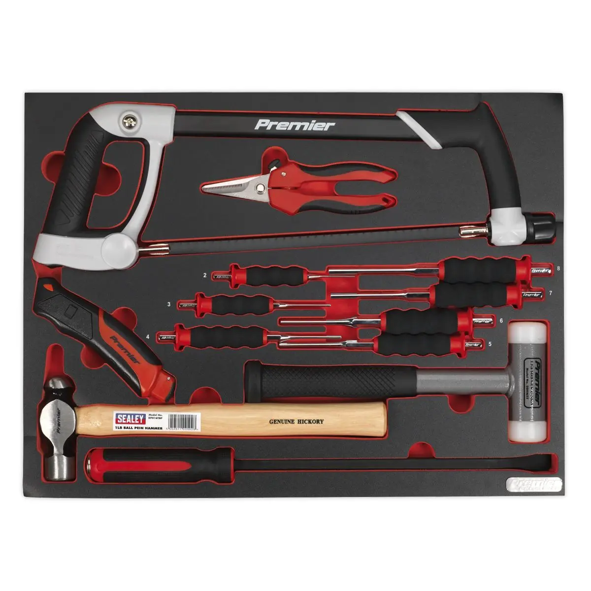 Sealey Premier Platinum Tool Tray with Hacksaw, Hammers & Punches 13pc - Image 3