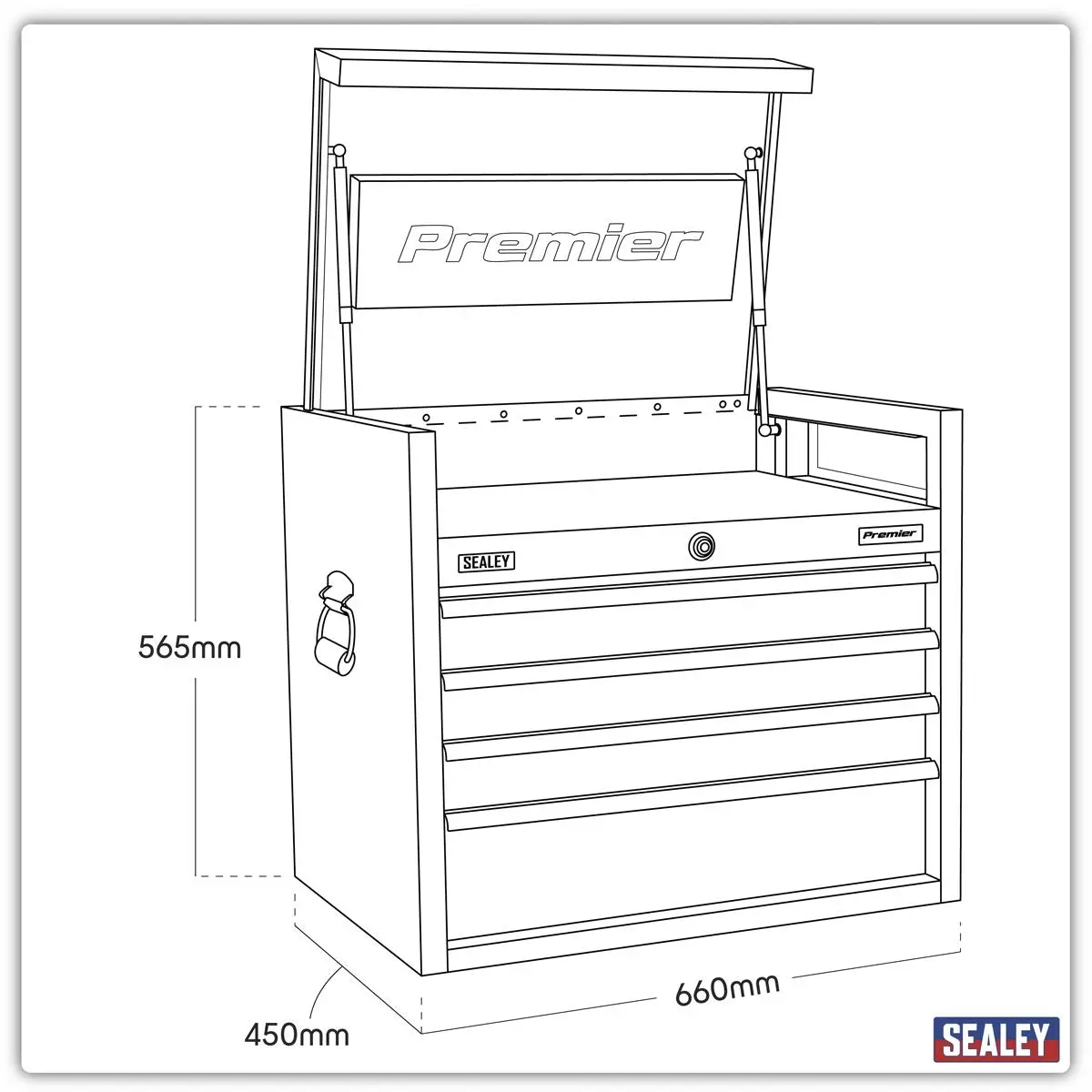 Sealey Premier Topchest 4 Drawer 660mm Heavy-Duty Black - Image 9