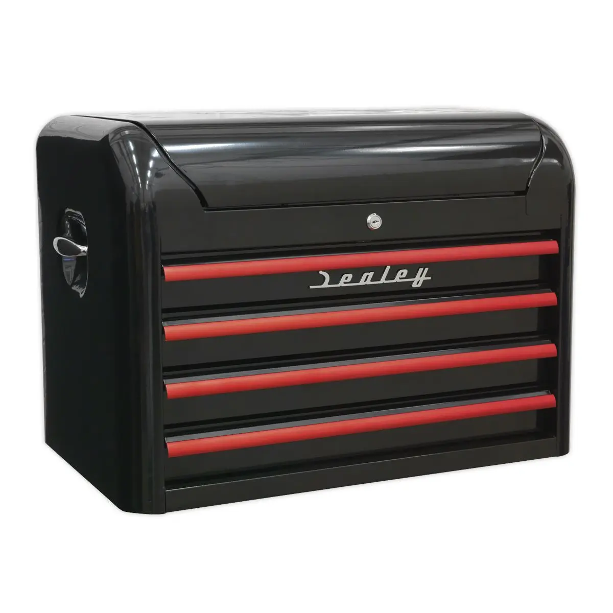 Sealey Premier Topchest 4 Drawer Retro Style - Black with Red Anodised Drawer Pulls - Image 7