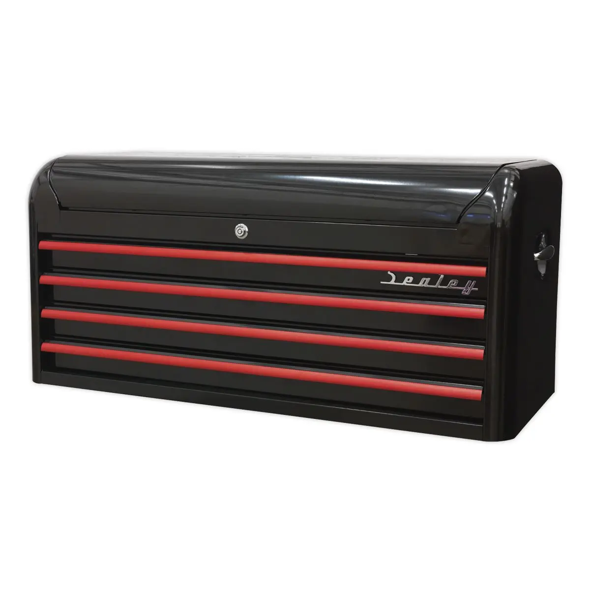 Sealey Premier Topchest 4 Drawer Wide Retro Style - Black with Red Anodised Drawer Pulls - Image 5