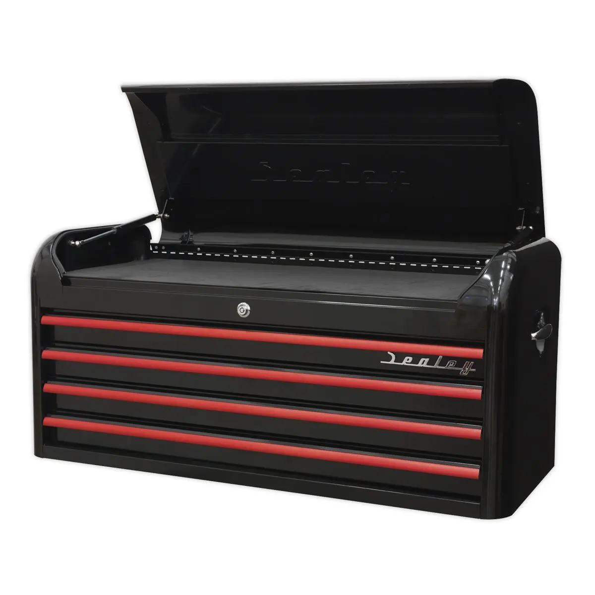 Sealey Premier Topchest 4 Drawer Wide Retro Style - Black with Red Anodised Drawer Pulls - Image 6