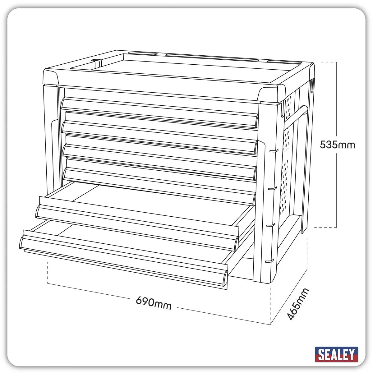 Sealey Premier Topchest 6 Drawer with Ball-Bearing Slides - Image 3