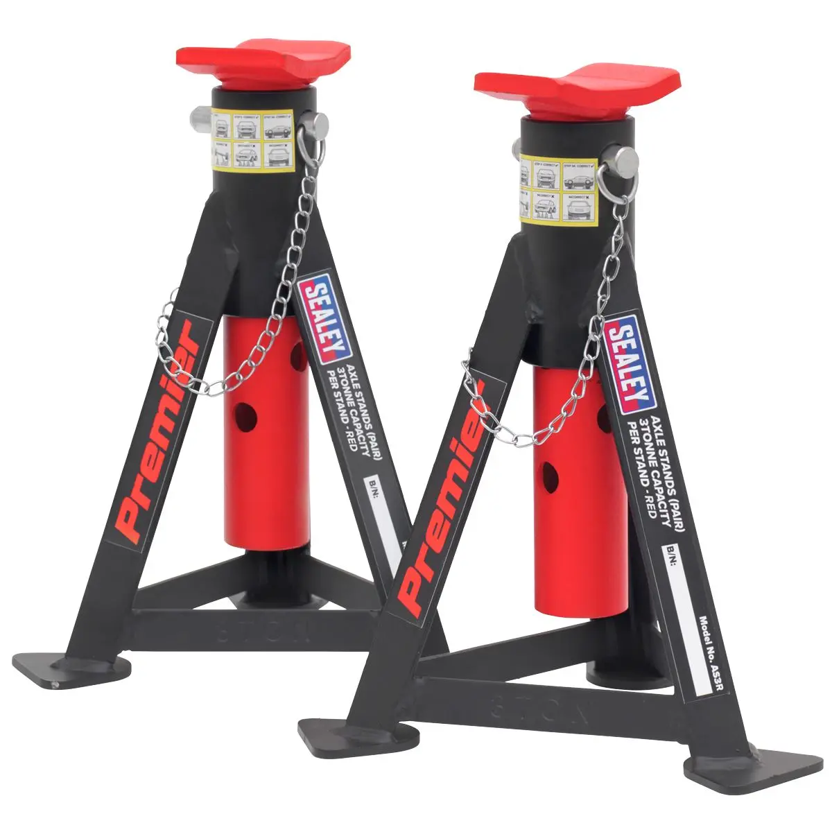 Sealey Premier Trolley Jack 3 Tonne & Axle Stands (Pair) 3 Tonne per Stand Combo - Image 7