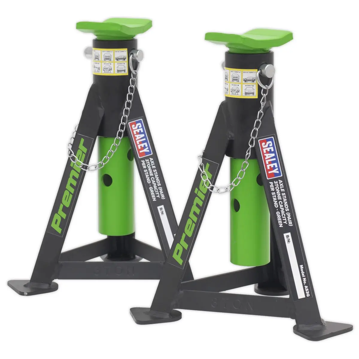 Sealey Premier Premier Trolley Jack 3 Tonne & Axle Stands (Pair) 3 Tonne per Stand Combo - Image 5