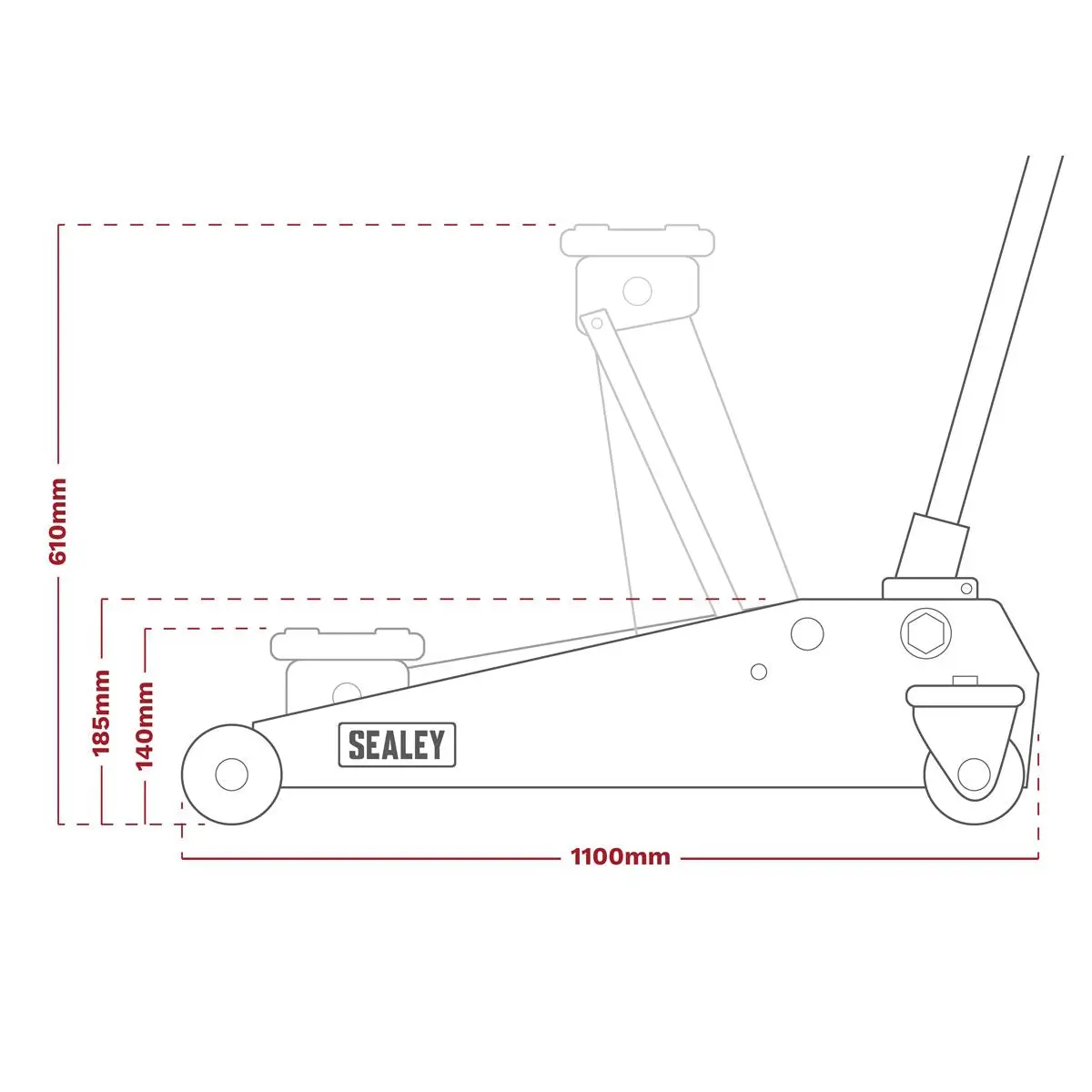 Sealey Premier Trolley Jack 3 Tonne European Style - Image 2