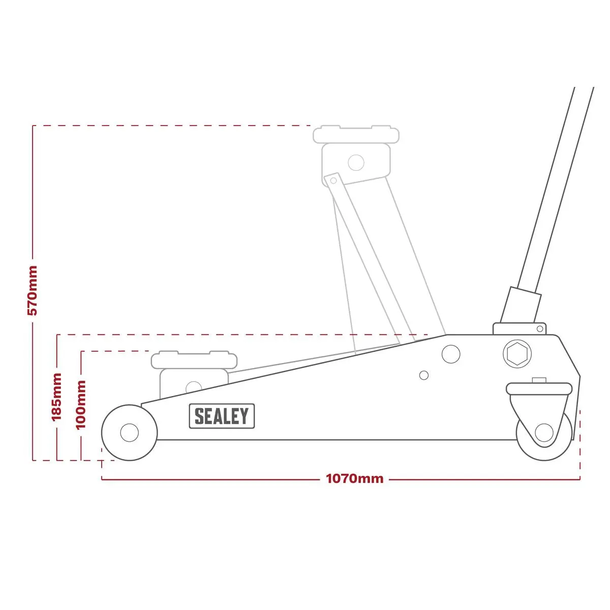 Sealey Premier Trolley Jack 3 Tonne European Style Low Profile - Image 5
