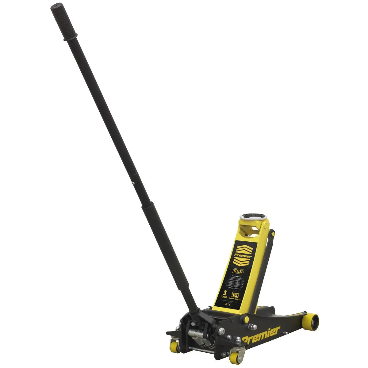 Sealey Premier Premier Low Profile Trolley Jack with Rocket Lift 3 Tonne - Yellow - Image 4
