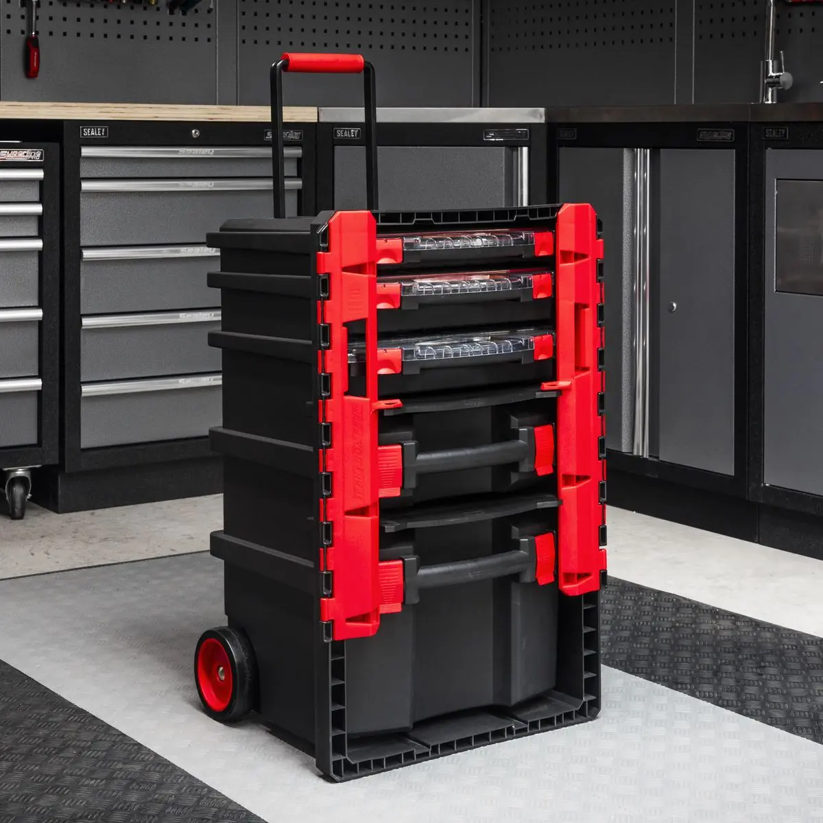 Sealey Professional Mobile Toolbox with 5 Removable Storage Cases - Image 6