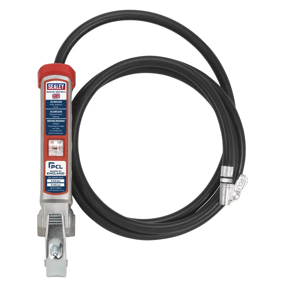 PCL Professional Tyre Inflator with 2.5m Hose & Clip-On Connector - Image 3