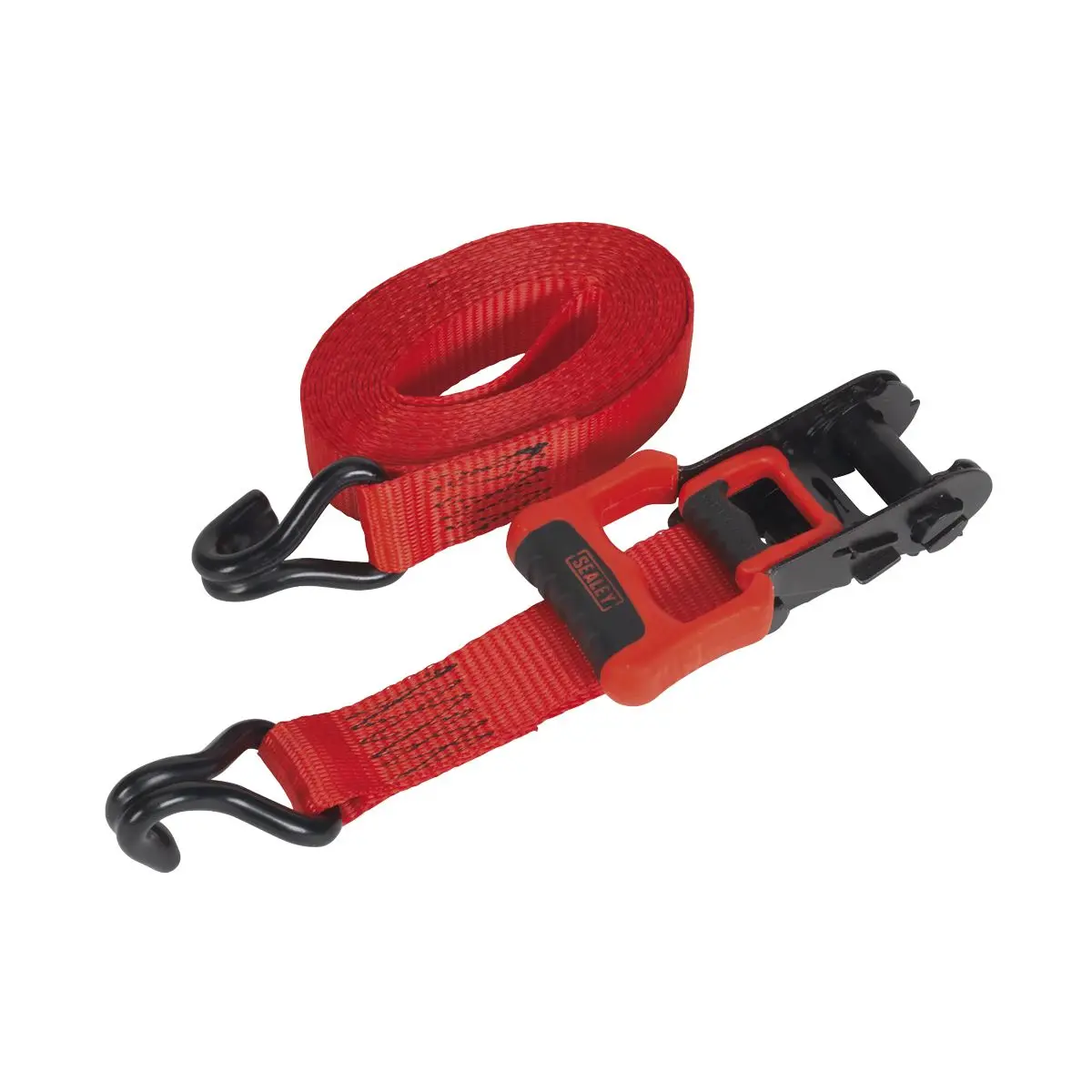Sealey Ratchet Straps 32mm x 4.9m Polyester Webbing with J-Hooks 1200kg Breaking Strength - 2 Pairs - Image 4