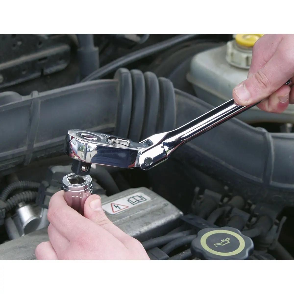 Sealey Ratchet Wrench Flexi Head 445mm 1/2" Drive Pear Head Flip Reverse - Image 5