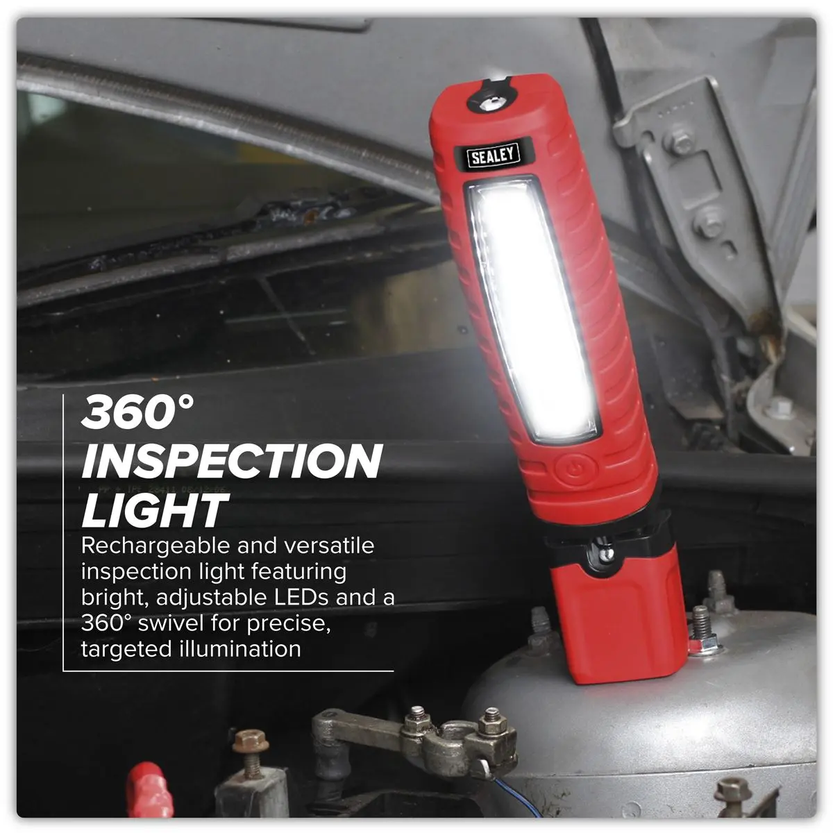 Sealey Rechargeable 360° Inspection Light 8W & 3W SMD LED Red Lithium-ion - Image 4