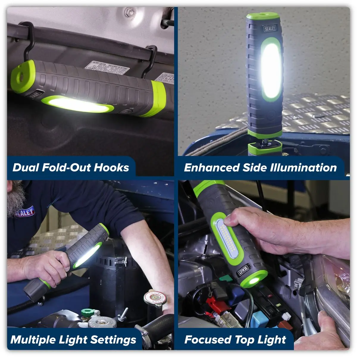 Sealey Rechargeable 360° Inspection Lamp 24 SMD LED + 3W LED Green 1000 Lumens - Image 14