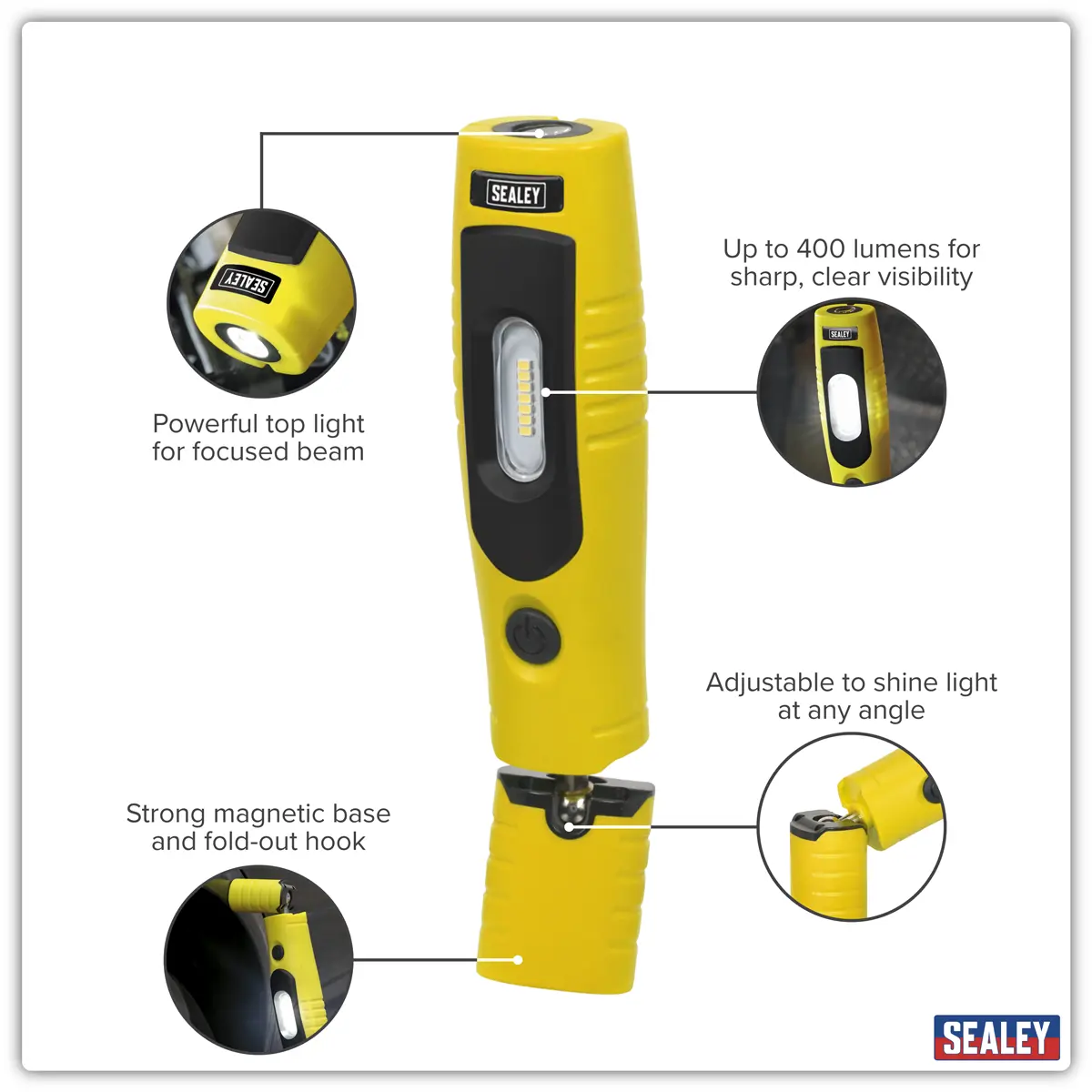 Sealey Rechargeable 360° Inspection Light 4W & 3W SMD LED - Yellow - Image 21
