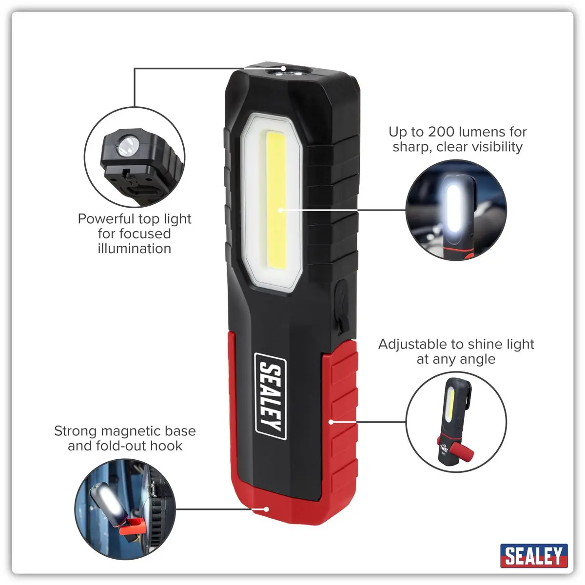 Sealey Rechargeable 3W COB & 2W SMD LED Inspection Light - Image 3