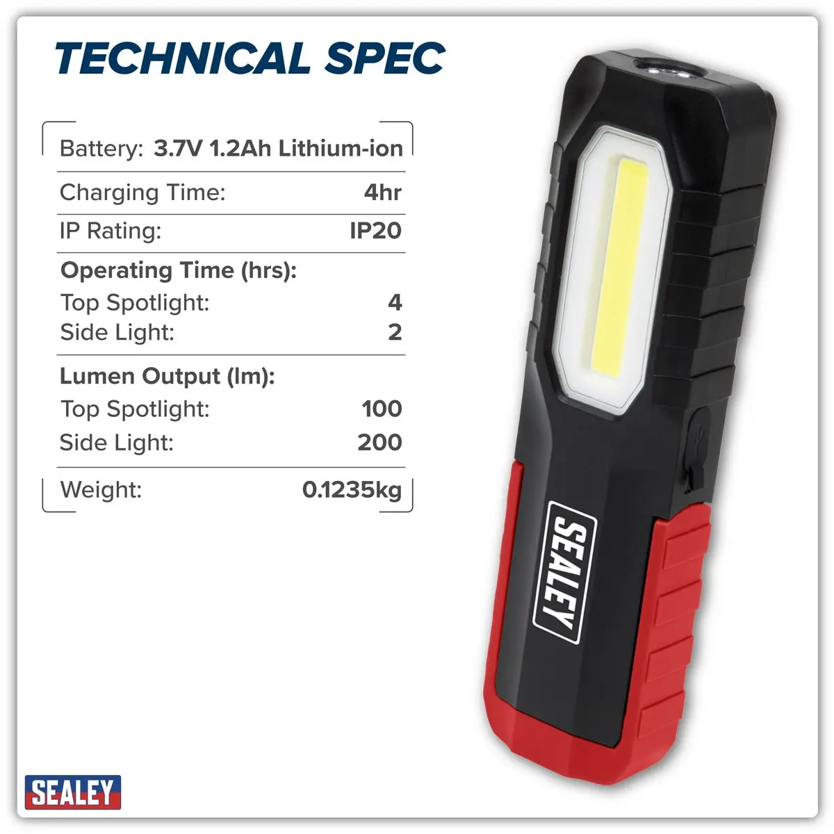 Sealey Rechargeable 3W COB & 2W SMD LED Inspection Light - Image 4