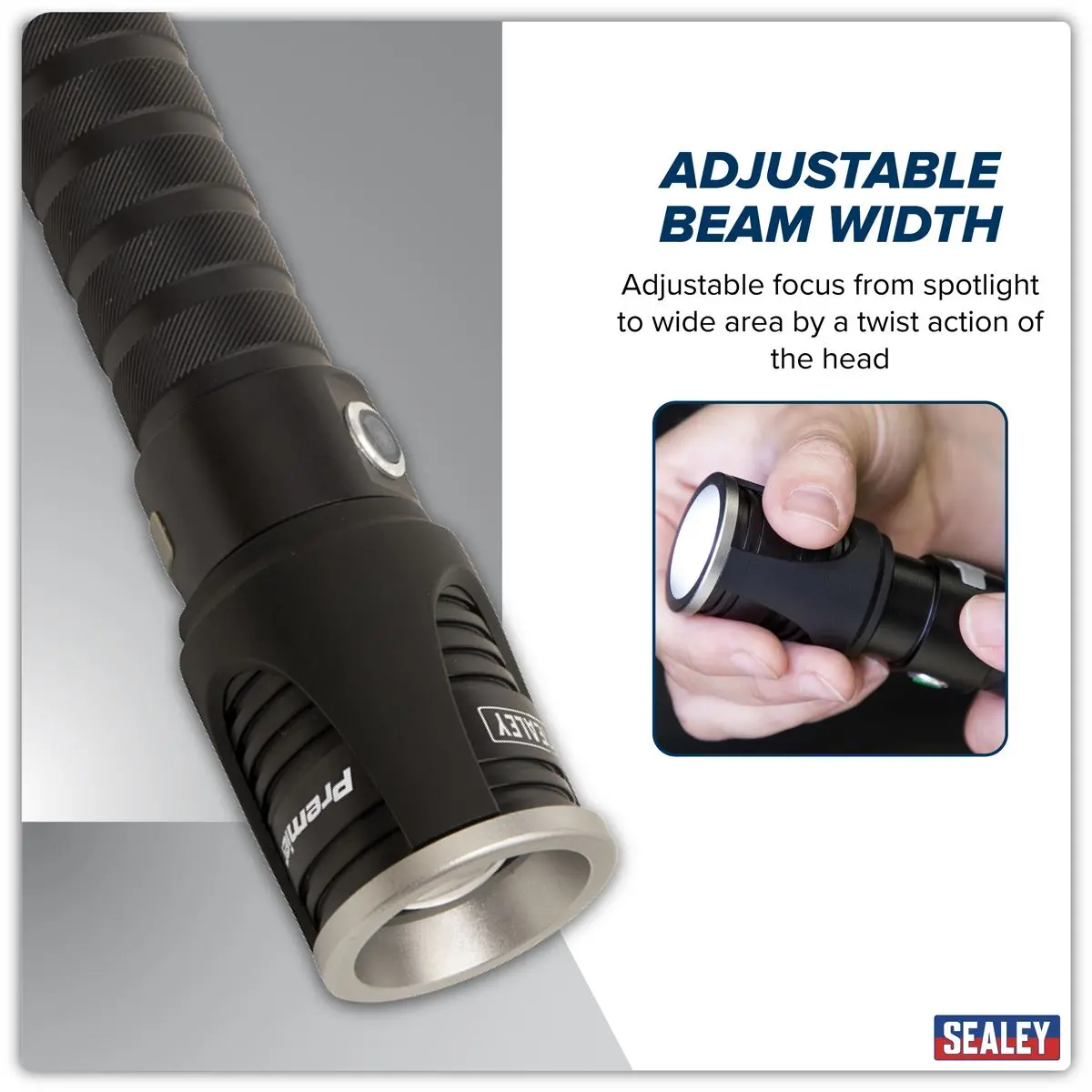 Sealey Rechargeable Aluminium Torch with Adjustable Focus 10W SMD LED - Image 2
