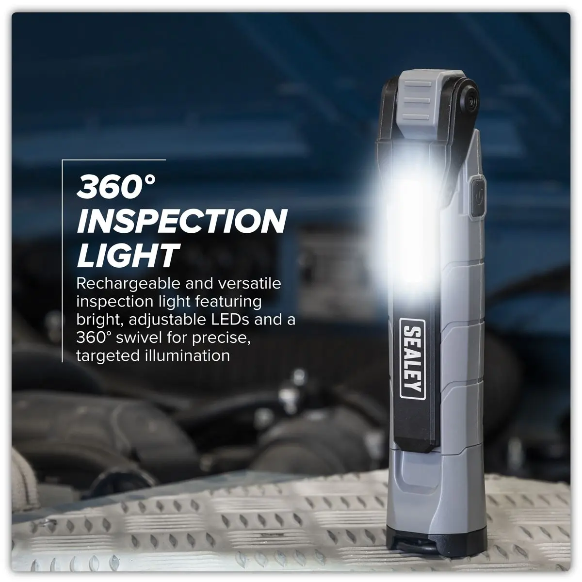 Sealey Rechargeable Inspection Light 360° 10W & 2 x 4W SMD LED Grey - Image 3