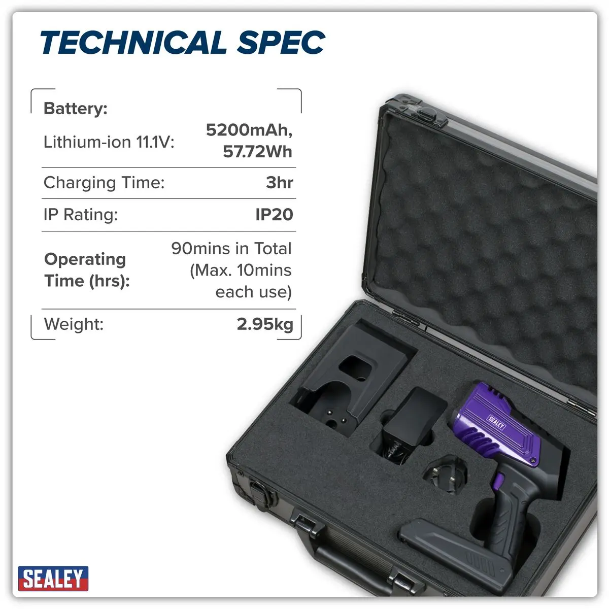 Sealey Rechargeable Inspection UV Curing Light Kit 66W - Image 11