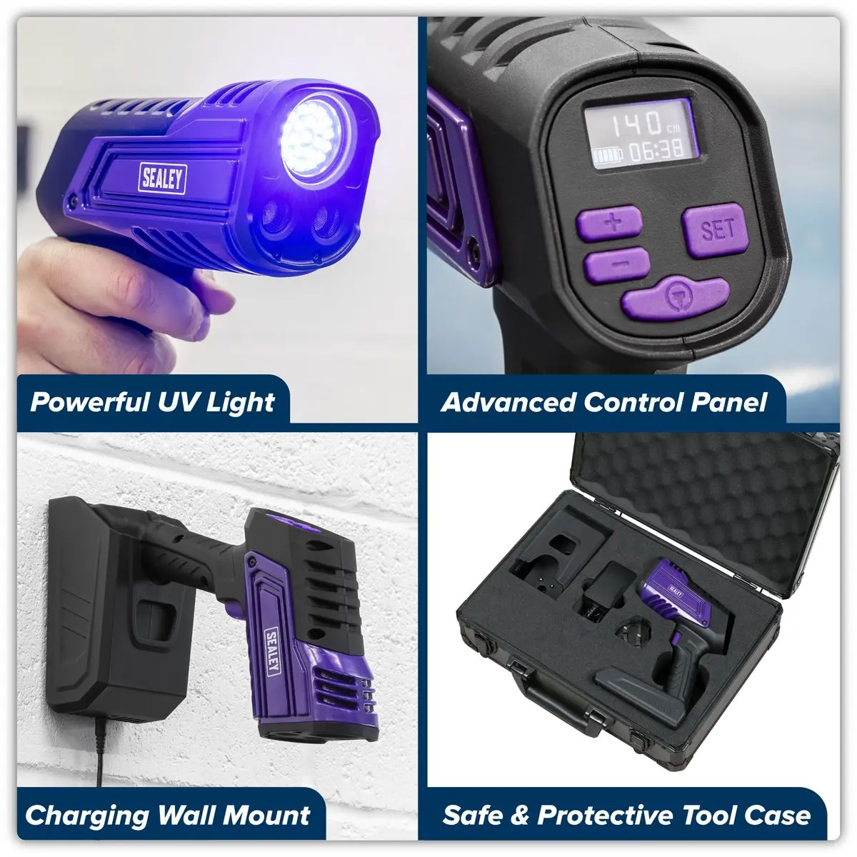 Sealey Rechargeable Inspection UV Curing Light Kit 66W - Image 12