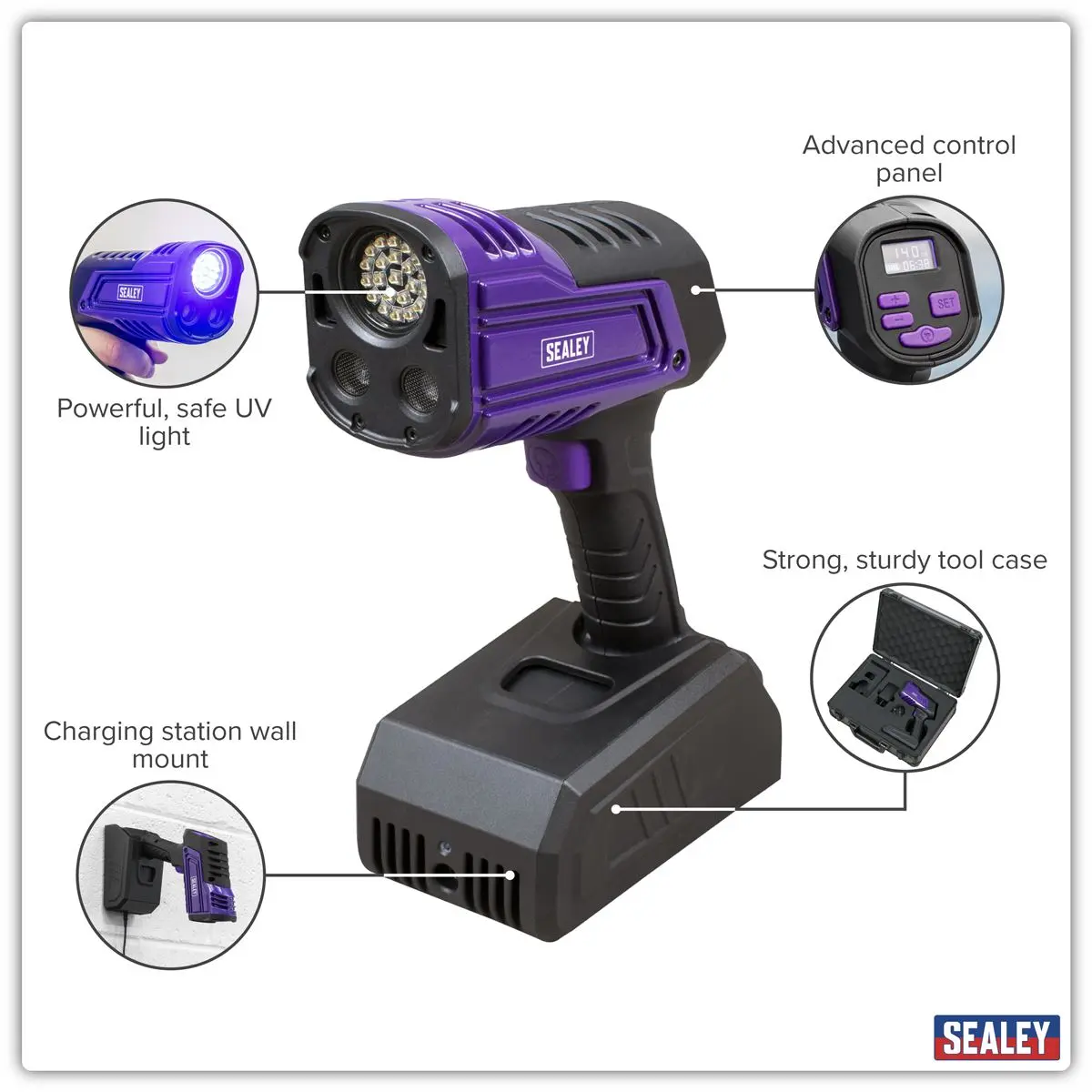Sealey Rechargeable Inspection UV Curing Light Kit 66W - Image 20