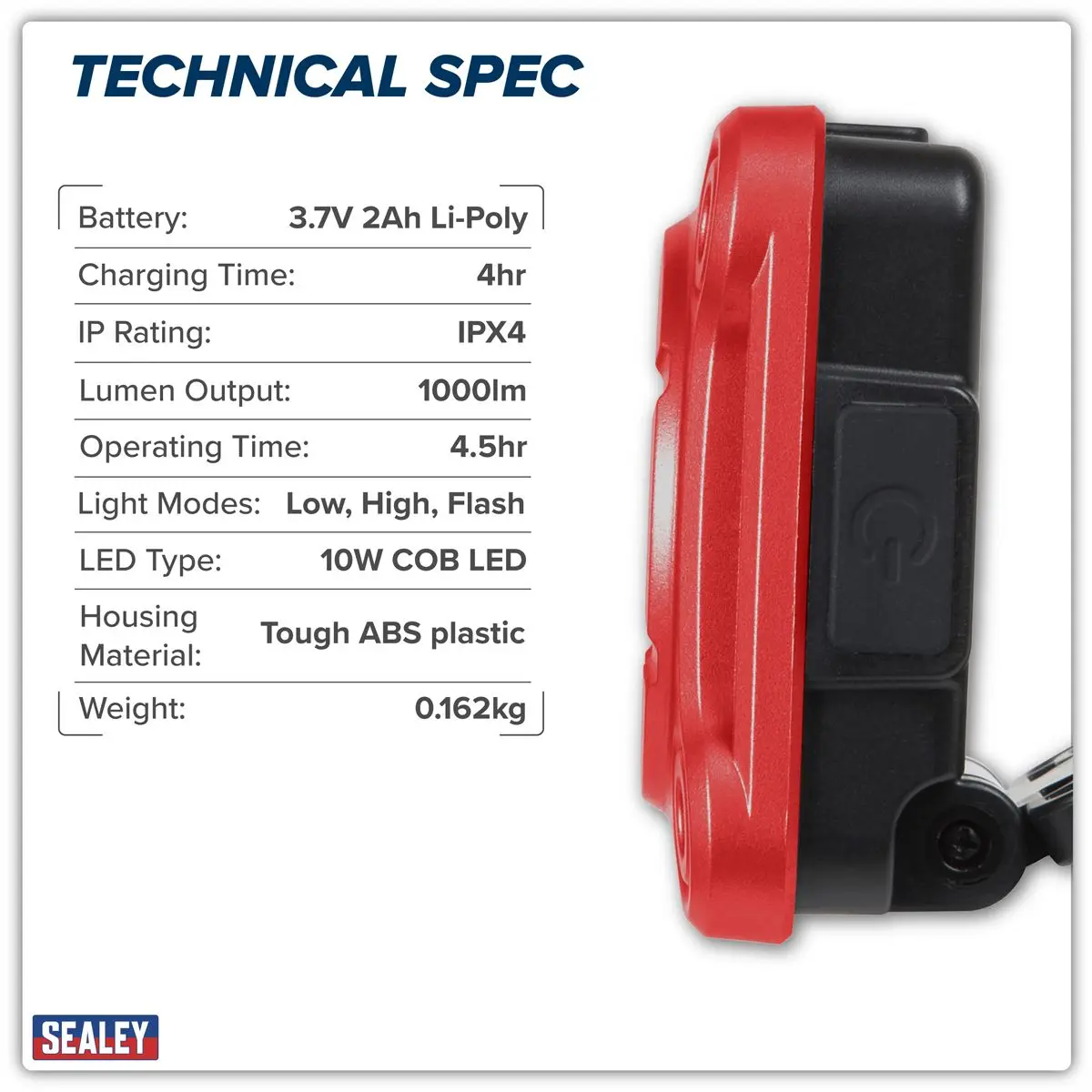 Sealey Rechargeable Pocket Floodlight 10W COB LED - Image 2