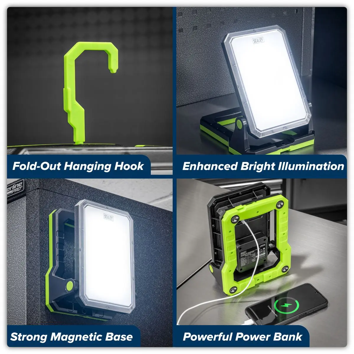 Sealey Rechargeable Portable Floodlight & Power Bank 20W SMD LED - Image 7