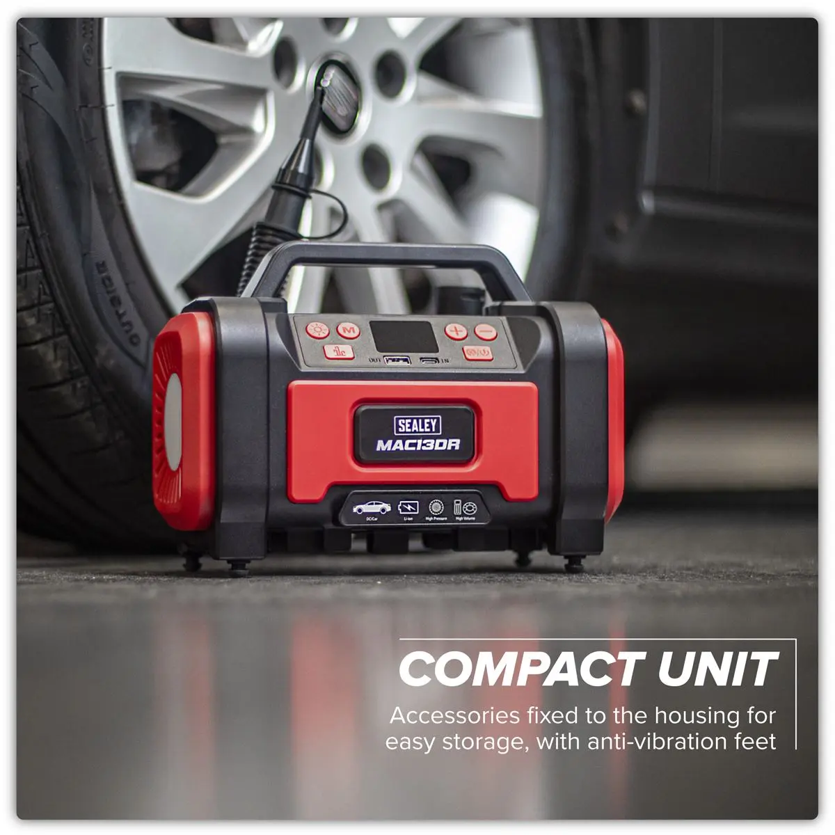 Sealey Rechargeable Tyre Inflator & High Volume Air Pump 12V - Image 10