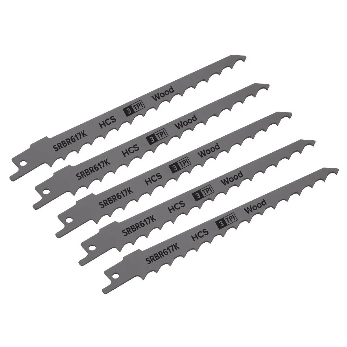 Sealey Reciprocating Saw Blade Pruning & Coarse Wood 150mm 3tpi - Pack of 5 - Image 3