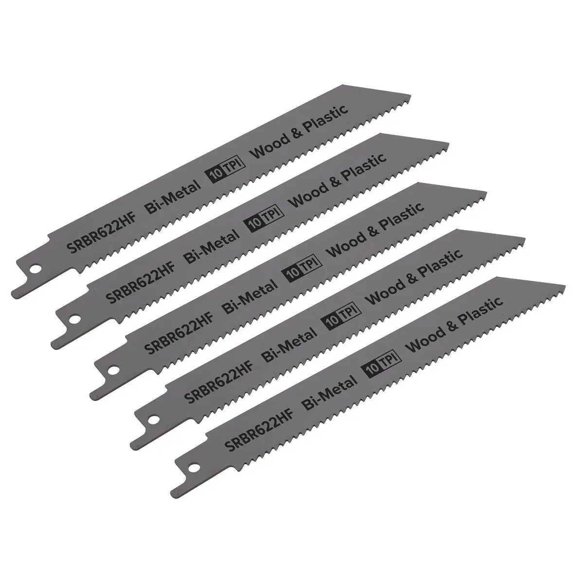 Sealey Reciprocating Saw Blade Wood & Plastics 150mm 10tpi - Pack of 5 - Image 2