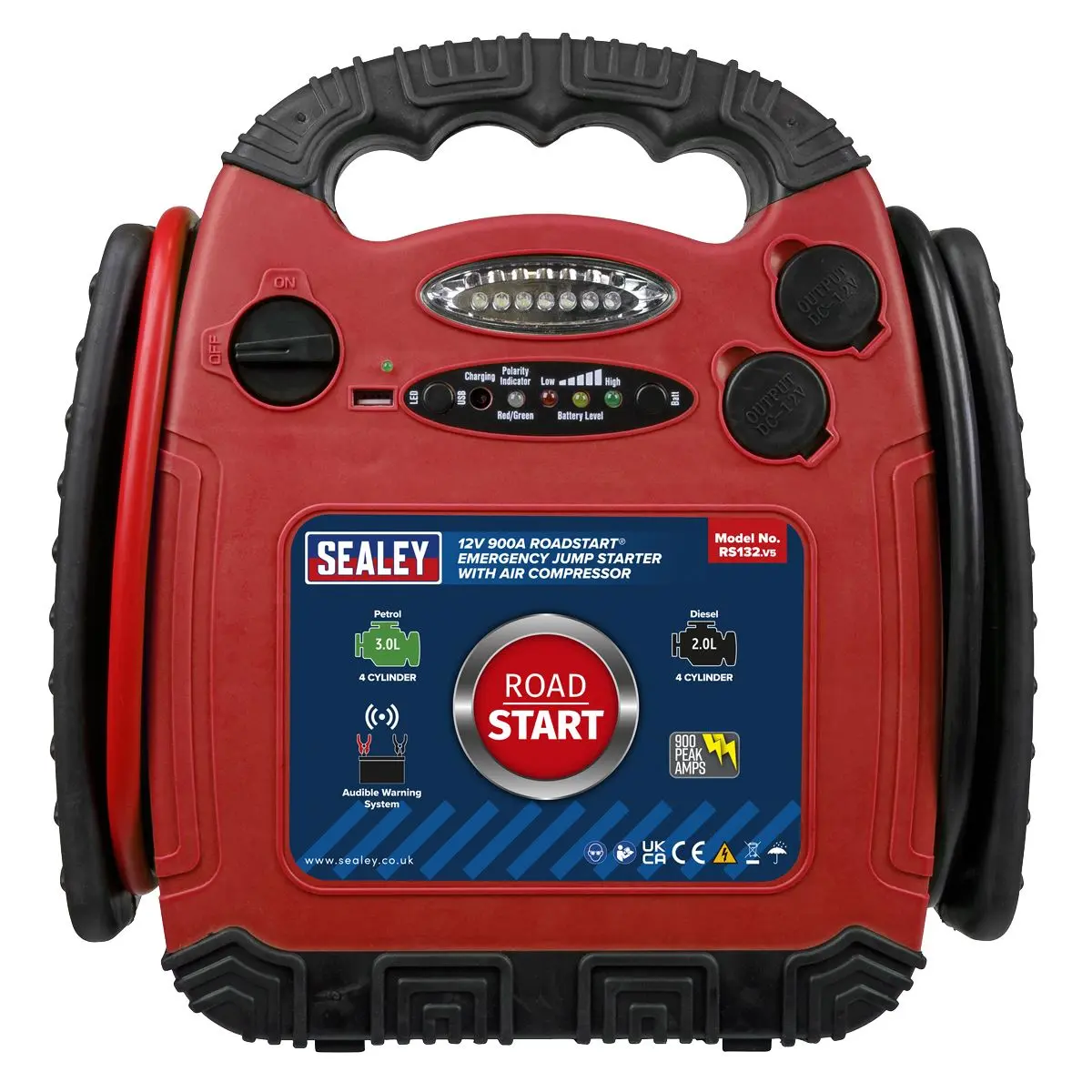 Sealey RoadStart® Emergency Jump Starter with Air Compressor 12V 900 Peak Amps - Image 8