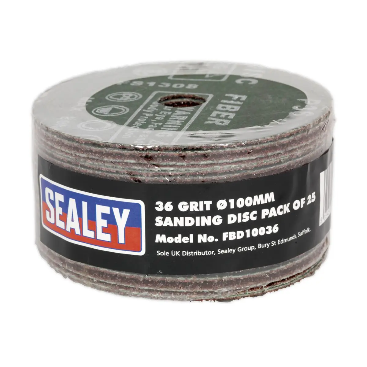 Sealey Sanding Disc Fibre Backed Ø100mm 36Grit Pack of 25 - Image 2