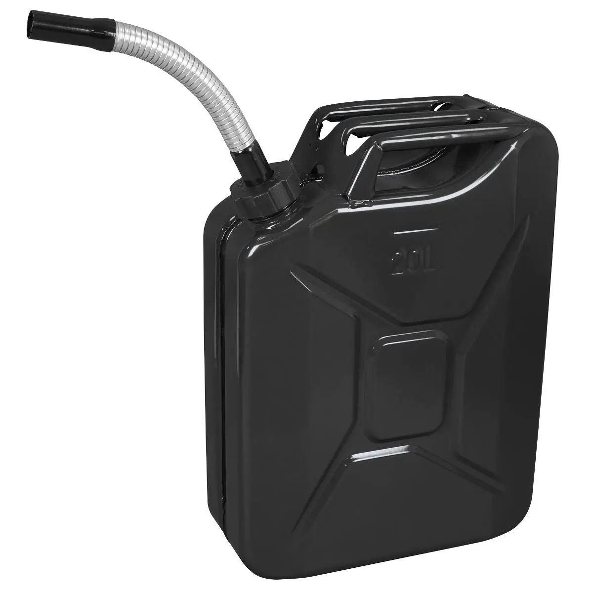 Sealey Screw Cap Metal Jerry Can 20L - Black - Image 2