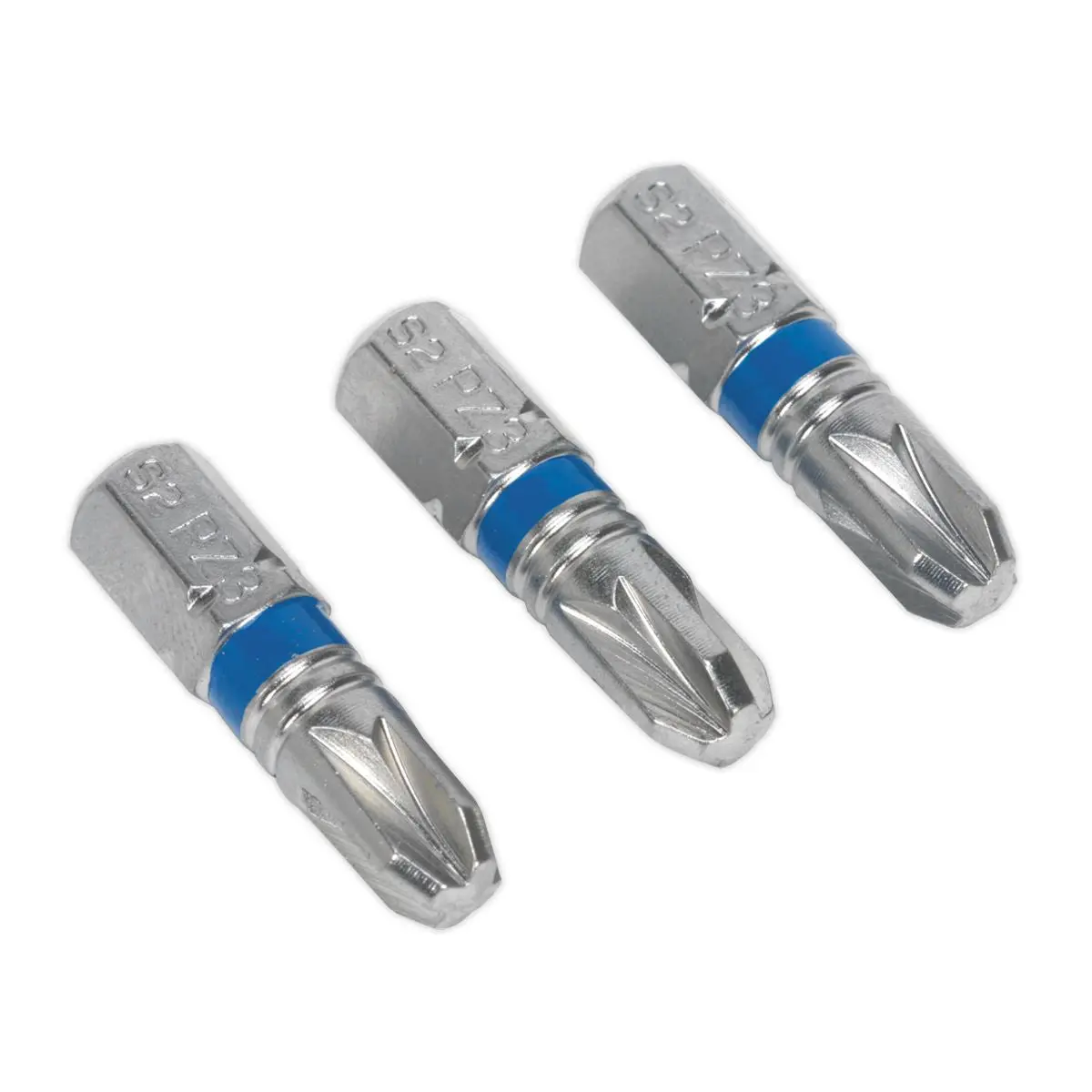 Sealey Screwdriver Bits Colour Coded S2 Steel 3 Pack Pozi Phillips Slotted 25mm 75mm - Image 3