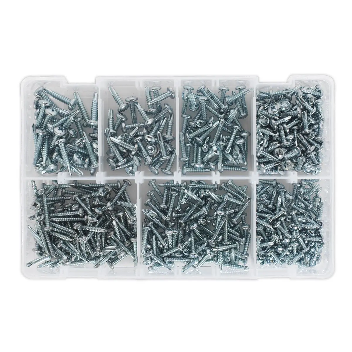 Sealey Self-Drilling Screw Assortment 500pc Pan Head Phillips Zinc - Image 4