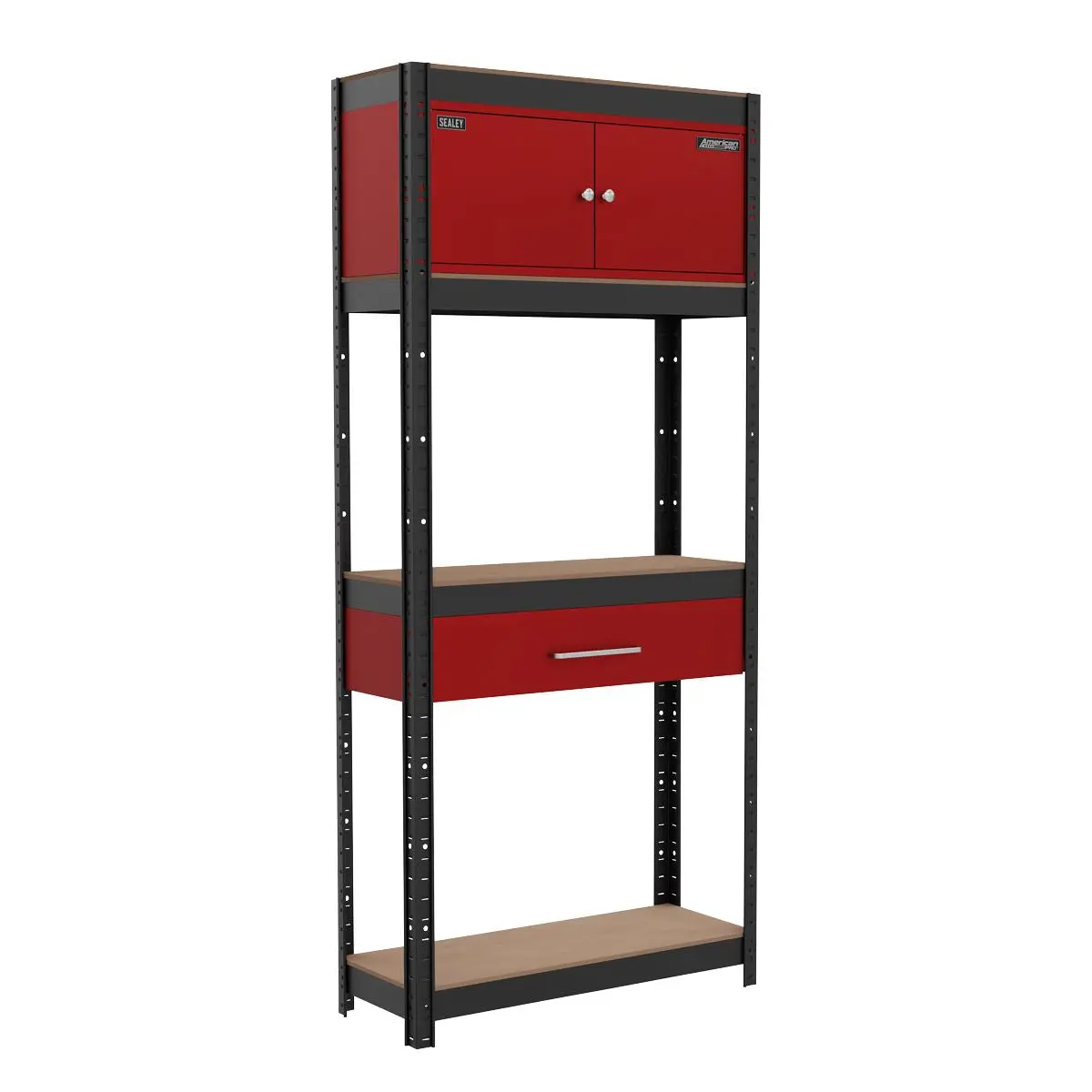 Sealey Shelving Unit 4-Tier with Cupboard and Drawer - Image 10