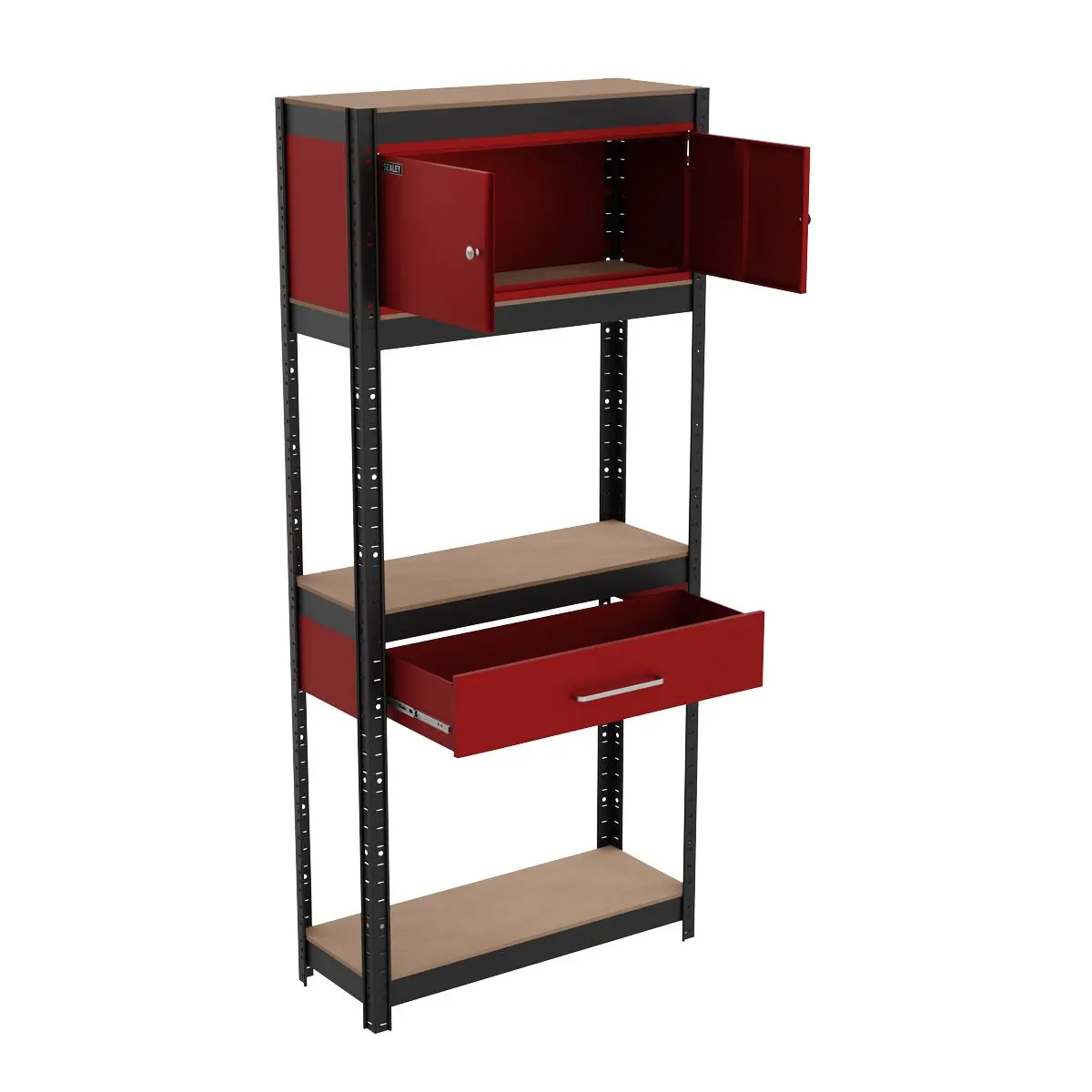Sealey Shelving Unit 4-Tier with Cupboard and Drawer - Image 2