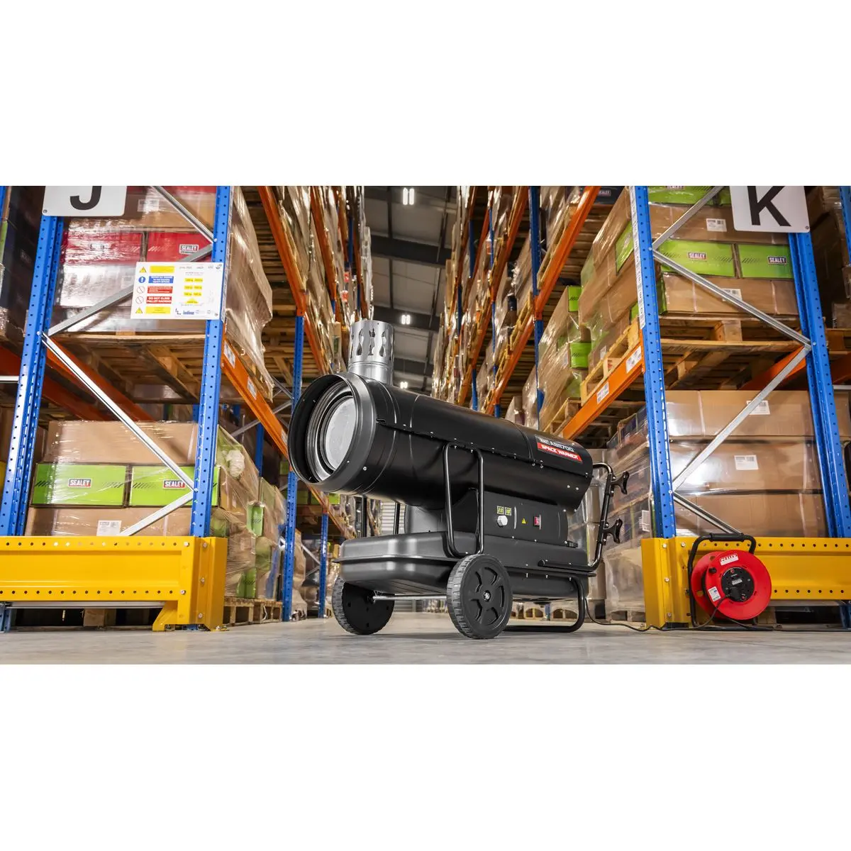 Sealey Space Warmer® Indirect Kerosene/Diesel Heater with Wheels 170,000Btu/hr - Image 12