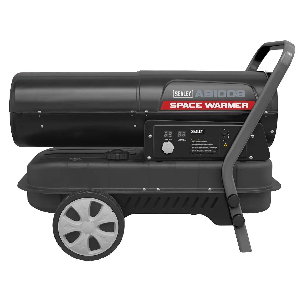 Sealey Space Warmer® Kerosene/Diesel Heater 100,000Btu/hr with Wheels - Image 7