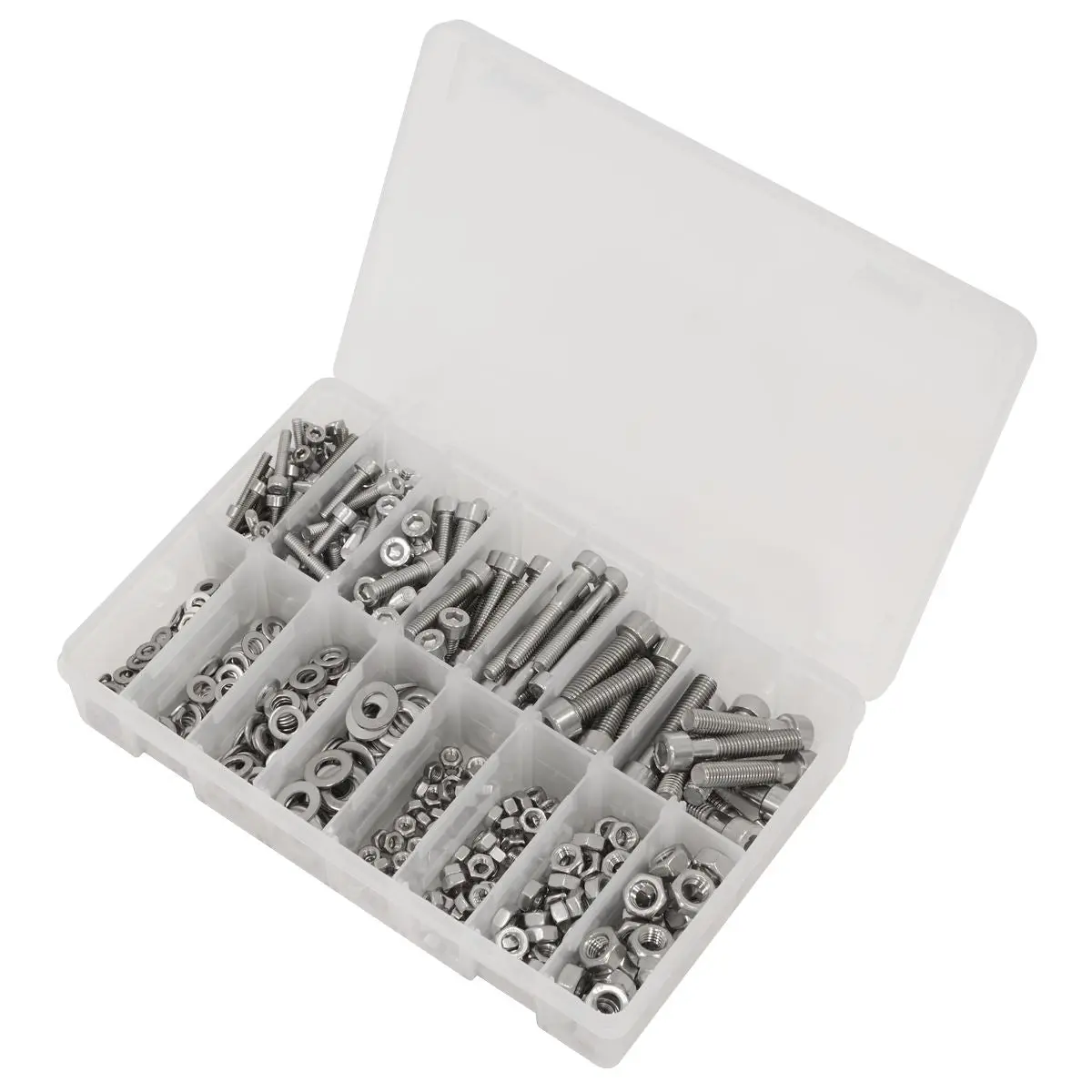Sealey Stainless Steel Hex Socket Bolt, Washer & Nut Assortment 710pcs - Image 2