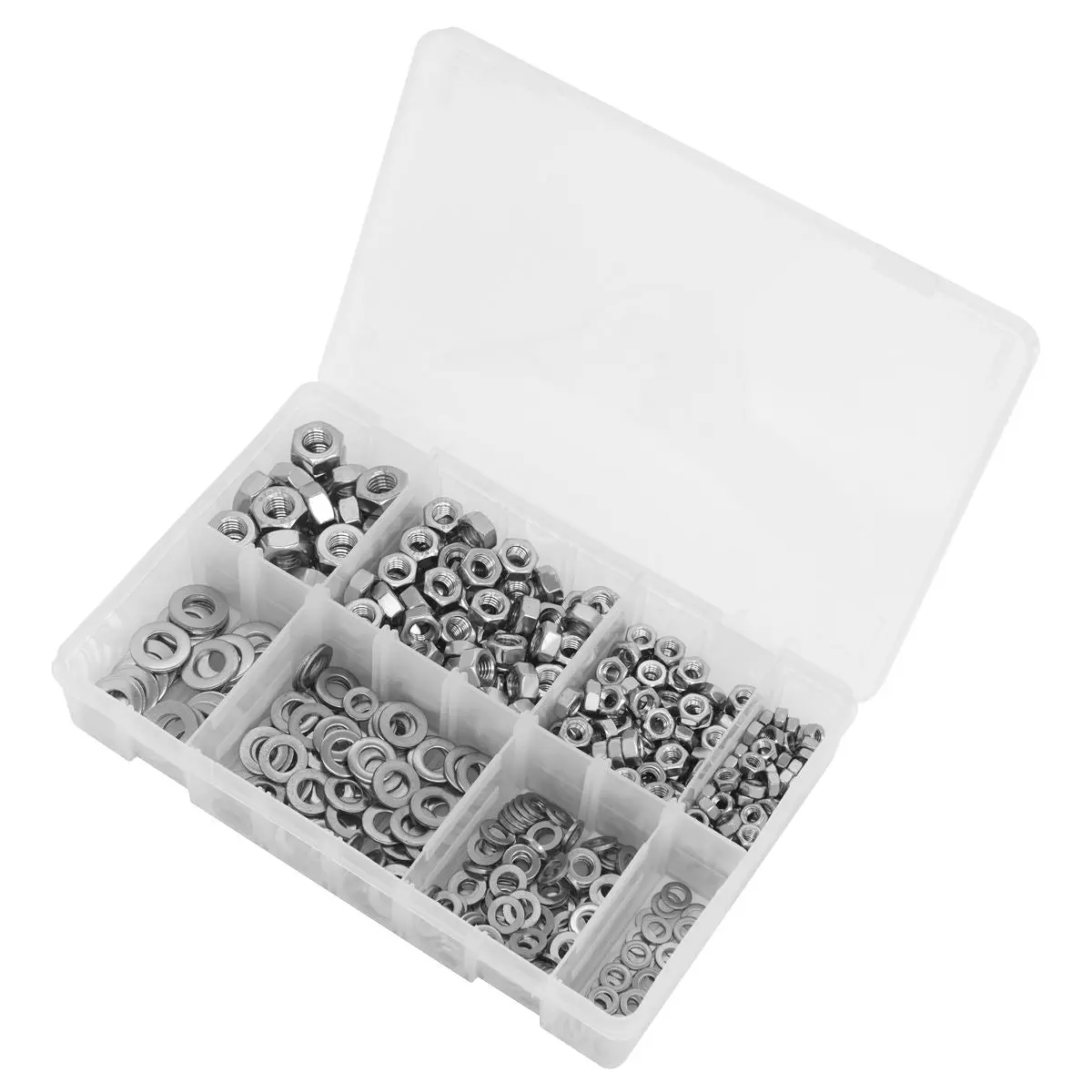 Sealey Stainless Steel Nut and Washer Assortment 500pc M5-M10 - Image 4