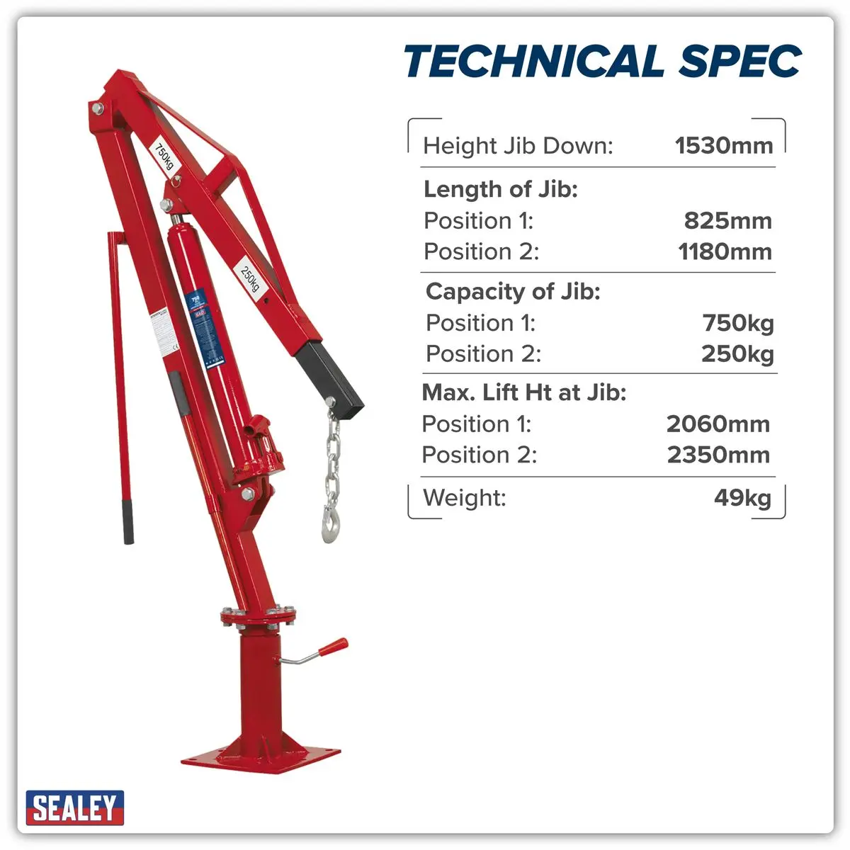 Sealey Static Mounted Crane 750kg - Image 5