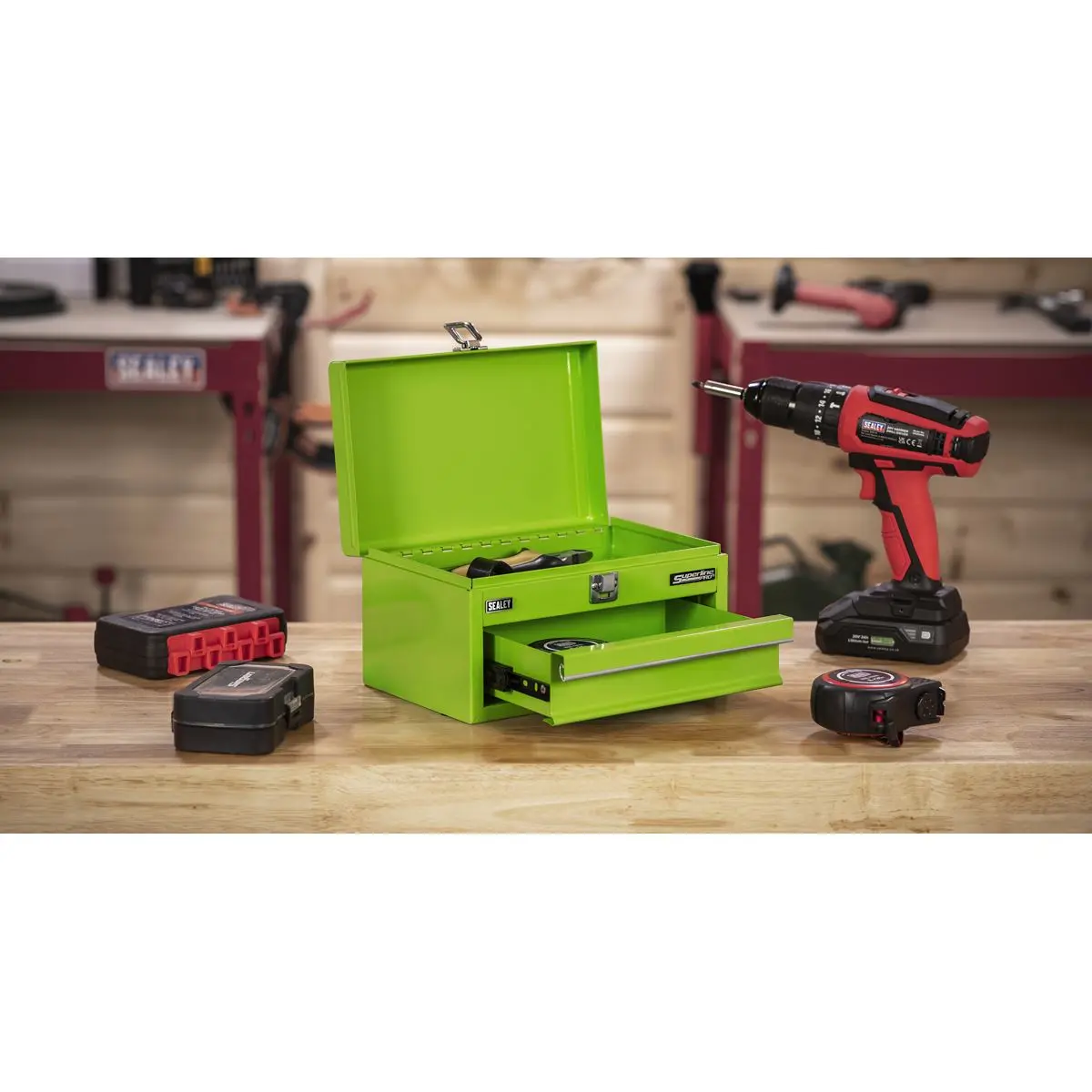 Sealey Superline Pro 1 Drawer Mini Toolbox Green - Image 2