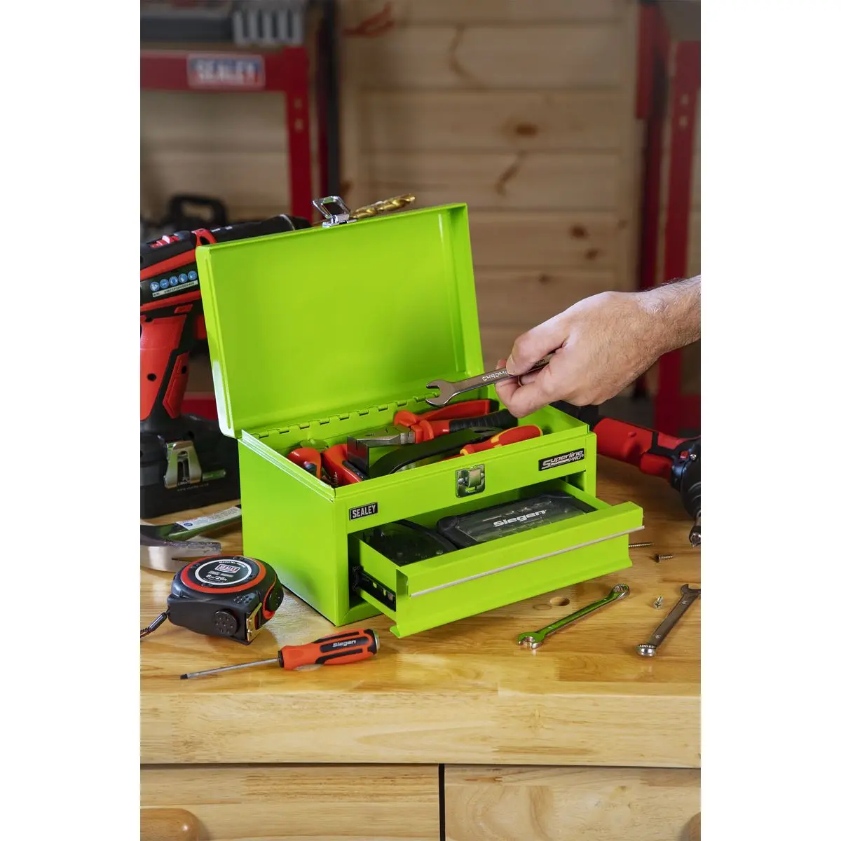 Sealey Superline Pro 1 Drawer Mini Toolbox Green - Image 3
