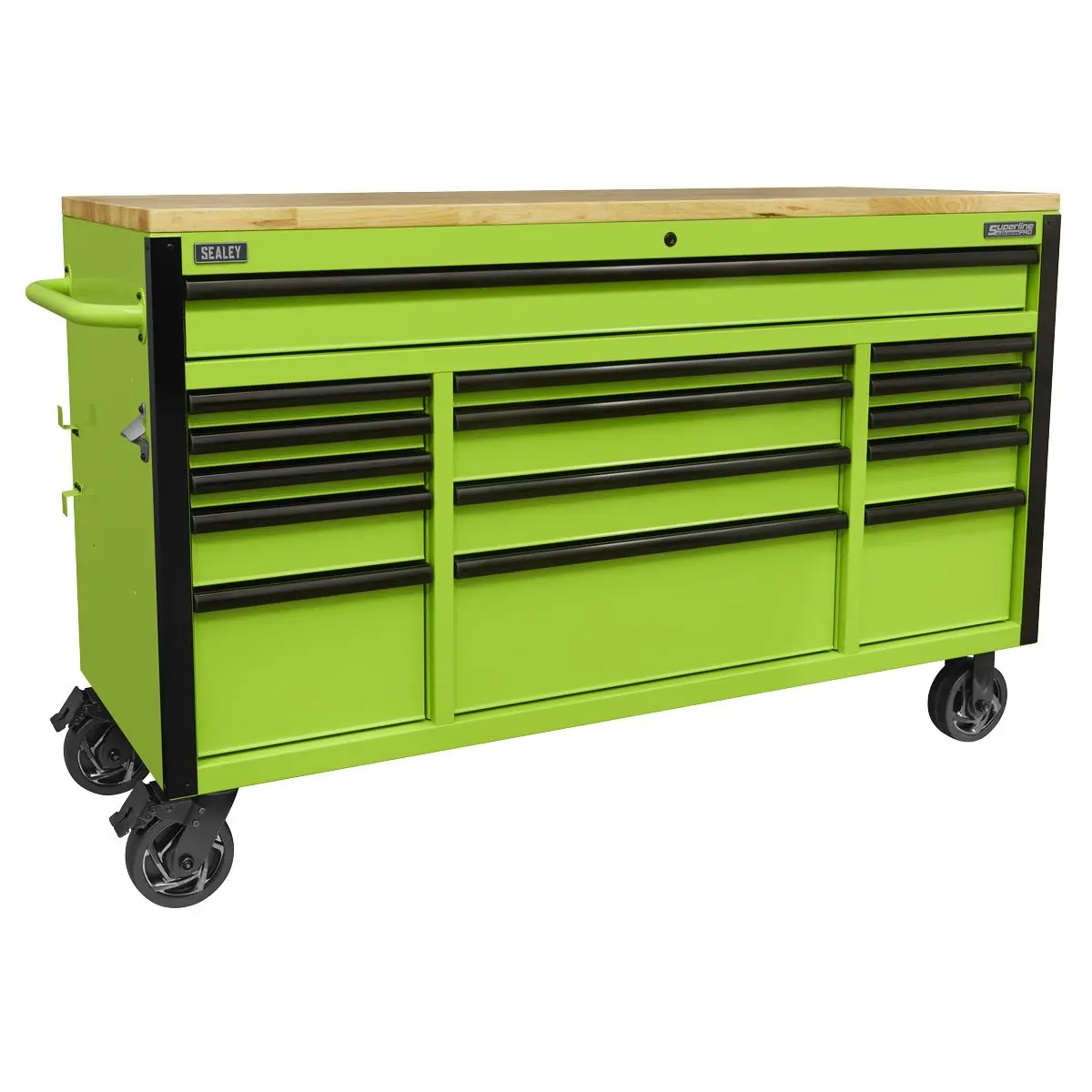 Sealey Superline Pro 15 Drawer Mobile Trolley with Wooden Worktop 1549mm